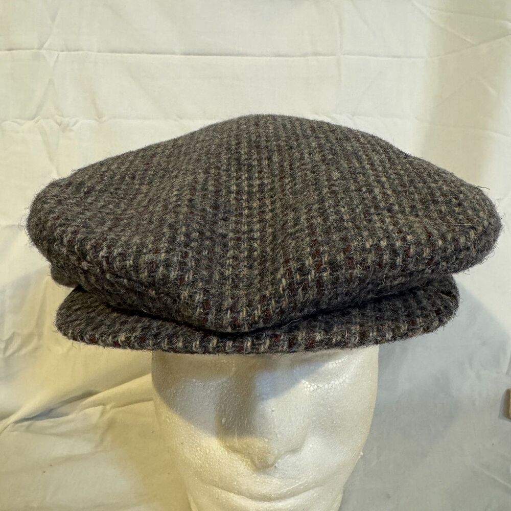 Vintage Pendleton Wool Flat Cap Hat Large Newsboy Driving Ivy Gray Brown Tweed